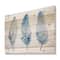 Designart - Blue Boho Feathers II - Lake House Print on Natural Pine Wood